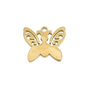 Stainless Steel Butterfly Pendant Gold Plated, approx 12.5-14mm [SSB3327]