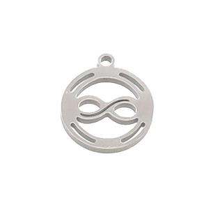 Raw Stainless Steel Infinity Charms Pendant Circle, approx 13mm [SSB3330]