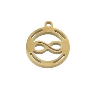 Stainless Steel Infinity Charms Pendant Circle Gold Plated, approx 13mm [SSB3331]