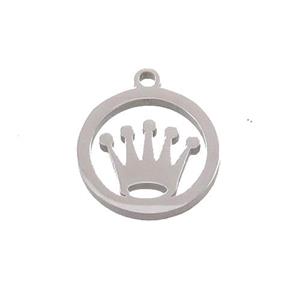 Raw Stainless Steel Crown Pendant Circle, approx 13mm [SSB3342]
