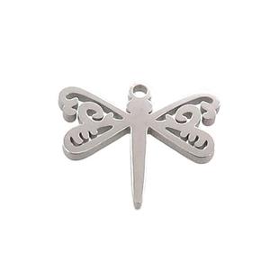 Raw Stainless Steel Dragonfly Charms Pendant, approx 14-17mm [SSB3344]