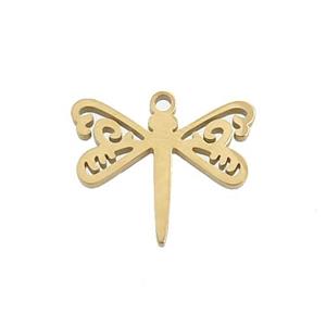 Stainless Steel Dragonfly Charms Pendant Gold Plated, approx 14-17mm [SSB3345]
