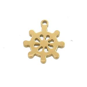 Stainless Steel Ship Helm Pendant Charms Gold Plated, approx 13mm [SSB3349]