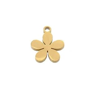 Stainless Steel Flower Pendant Gold Plated, approx 10mm [SSB3351]
