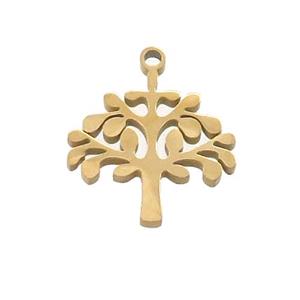Stainless Steel Tree Charms Pendant Gold Plated, approx 14.5-17mm [SSB3355]