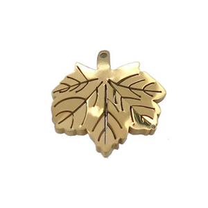 Stainless Steel Maple Leaf Pendant Gold Plated, approx 15-16mm [SSB3373]