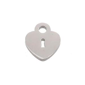 Raw Stainless Steel Heart Lock Charms Pendant, approx 11mm [SSB3380]