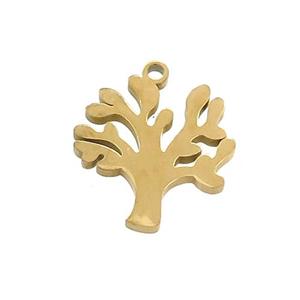 Stainless Steel Tree Charms Pendant Gold Plated, approx 14.5-15mm [SSB3383]