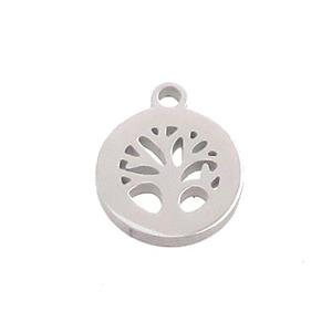 Raw Stainless Steel Tree Of Life Pendant, approx 10mm [SSB3384]