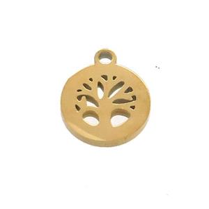 Stainless Steel Tree Of Life Pendant Gold Plated, approx 10mm [SSB3385]