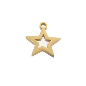 Stainless Steel Star Charms Pendant Gold Plated, approx 11mm [SSB3387]