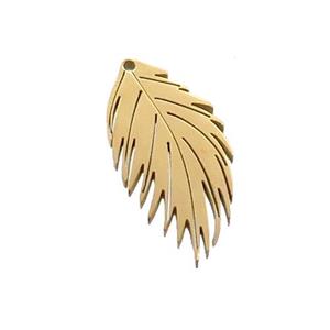 Stainless Steel Feather Charms Pendant Gold Plated, approx 10-20mm [SSB3398]