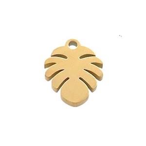 Stainless Steel Monstera Plants Leaf Charms Pendant Gold Plated, approx 9.5-12mm [SSB3406]