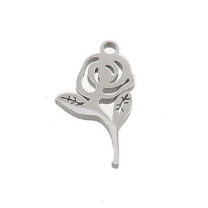 Raw Stainless Steel Roses Flower Pendant, approx 10-16mm [SSB3411]