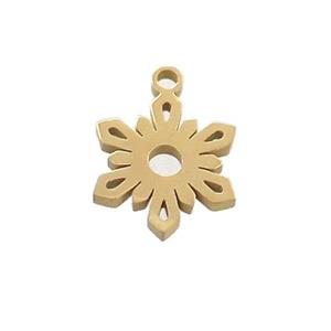 Stainless Steel Snowflake Charms Pendant Gold Plated, approx 10-12mm [SSB3414]