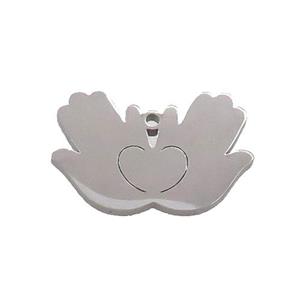 Raw Stainless Steel Hands Charms Pendant Heart, approx 15-21mm [SSB3417]