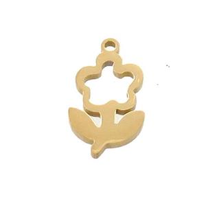 Stainless Steel Flower Charms Pendant Gold Plated, approx 10-16mm [SSB3425]