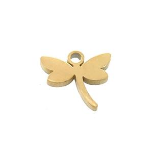 Stainless Steel Dragonfly Charms Pendant Gold Plated, approx 9-10mm [SSB3433]