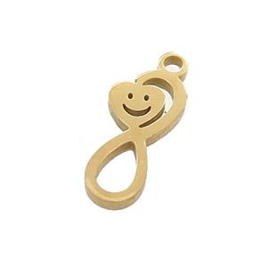Stainless Steel Infinity Pendant Heart Emoji Gold Plated, approx 6-13mm [SSB3439]