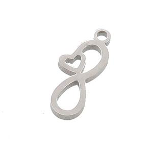 Raw Stainless Steel Infinity Pendant Heart, approx 6.5-13mm [SSB3446]