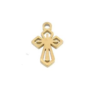 Stainless Steel Cross Charms Pendant Gold Plated, approx 8-10mm [SSB3449]
