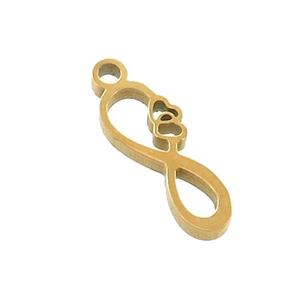 Stainless Steel Infinity Charms Pendant Double Heart Gold Plated, approx 5-13mm [SSB3454]