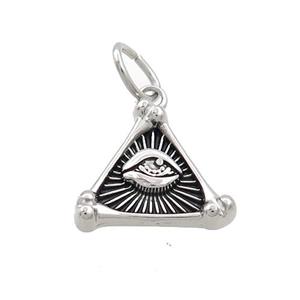 Stainless Steel Triangle Eye Charms Pendant Antique Silver, approx 16.5mm [SSB3461]