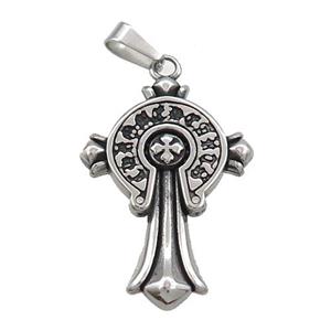 Stainless Steel Cross Charms Pendant Antique Silver, approx 18-28mm [SSB3479]