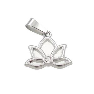 Raw Stainless Steel Lotus Pendant Flower, approx 11-14mm [SSB3481]