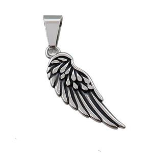 Stainless Steel Angel Wings Charms Pendant Antique Silver, approx 9-26mm [SSB3483]