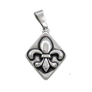 Stainless Steel Fleur-De-Lis Charms Pendant Antique Silver, approx 13-18mm [SSB3484]