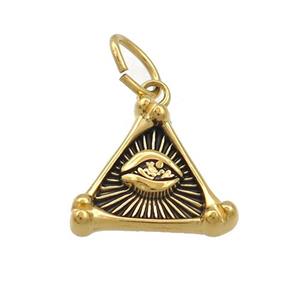Stainless Steel Triangle Eye Charms Pendant Antique Gold, approx 16.5mm [SSB3509]