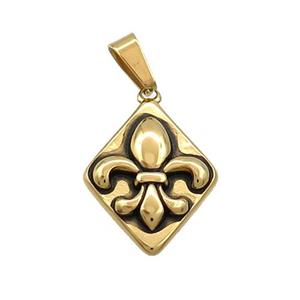 Stainless Steel Fleur-De-Lis Charms Pendant Antique Gold, approx 13-18mm [SSB3525]