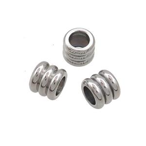 Raw Stainless Steel Tube Bads Large Hole, approx 6-7mm, 4mm hole [SSB3545]