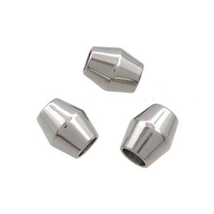 Raw Stainless Steel Bicone Beads Large Hole, approx 7-9mm, 4mm hole [SSB3548]