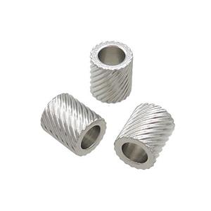 Raw Stainless Steel Tube Bads Large Hole, approx 7-8mm, 4mm hole [SSB3549]
