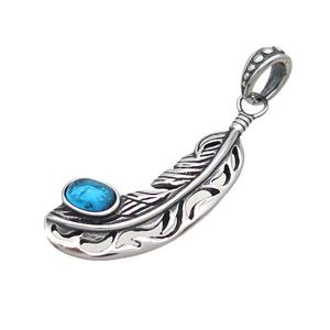 Stainless Steel Feather Pendant Antique Silver, approx 12-40mm [SSB3556]