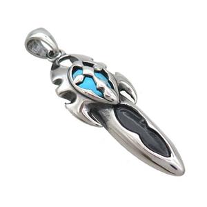 Stainless Steel Charms Pendant Sword Of Protection Antique Silver, approx 18-42mm [SSB3561]