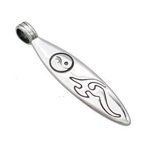 Stainless Steel Leaf Pendant Surfboard Charms Yinyang Antique Silver, approx 12-55mm [SSB3562]