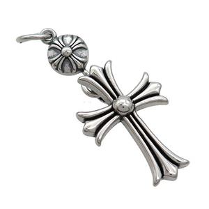Stainless Steel Cross Pendant Antique Silver, approx 10mm, 23-35mm [SSB3563]