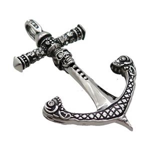 Stainless Steel Anchor Charms Pendant Antique Silver, approx 40-60mm [SSB3565]
