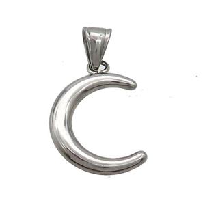 Raw Stainless Steel Moon Pendant, approx 20-23mm [SSB3566]