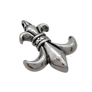 Stainless Steel Charms Pendant Fleur De Lis Antique Silver, approx 25-32mm [SSB3568]
