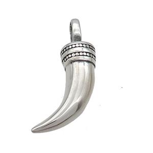 Stainless Steel Horn Charms Pendant Antique Silver, approx 9-30mm [SSB3575]
