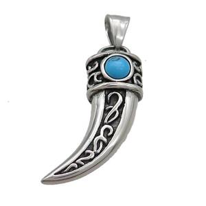 Stainless Steel Horn Charms Pendant Antique Silver, approx 15-35mm [SSB3576]