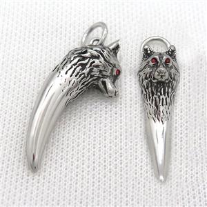 Stainless Steel Wolf Charms Pendant Antique Silver, approx 18-42mm [SSB3582]