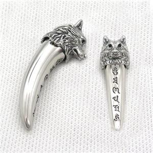 Stainless Steel Wolf Charms Pendant Antique Silver, approx 22-55mm [SSB3584]