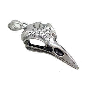 Stainless Steel Raven Skull Charms Pendant Antique Silver, approx 20-45mm [SSB3588]