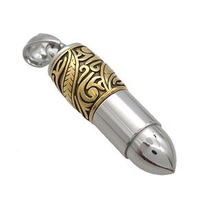 Stainless Steel Bullet Pendant Gold Plated, approx 10-35mm [SSB3590]