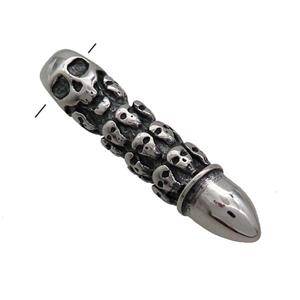 Stainless Steel Bullet Pendant Skull Charms Antique Silver, approx 8-40mm [SSB3592]